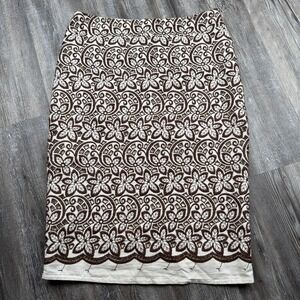 Eva Franco Women's Size 2 Anthropologie Brown Floral Lace Skirt 100% Cotton